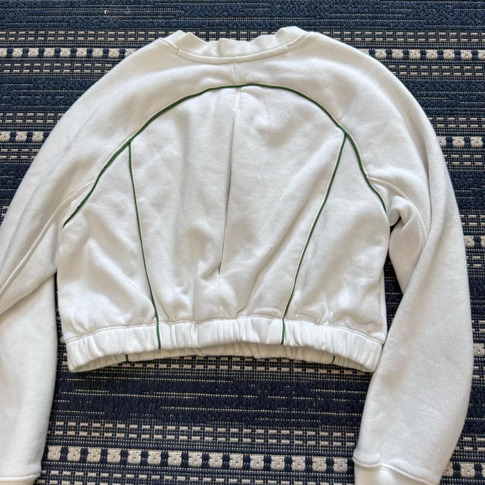 FP Movement by Free People White Cropped Sweatshirt with Green Trim - Picture 4 of 4